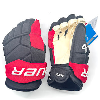 Bauer Supreme Mach - Gants de hockey NHL Pro Stock - Michael Bunting (noir/rouge)